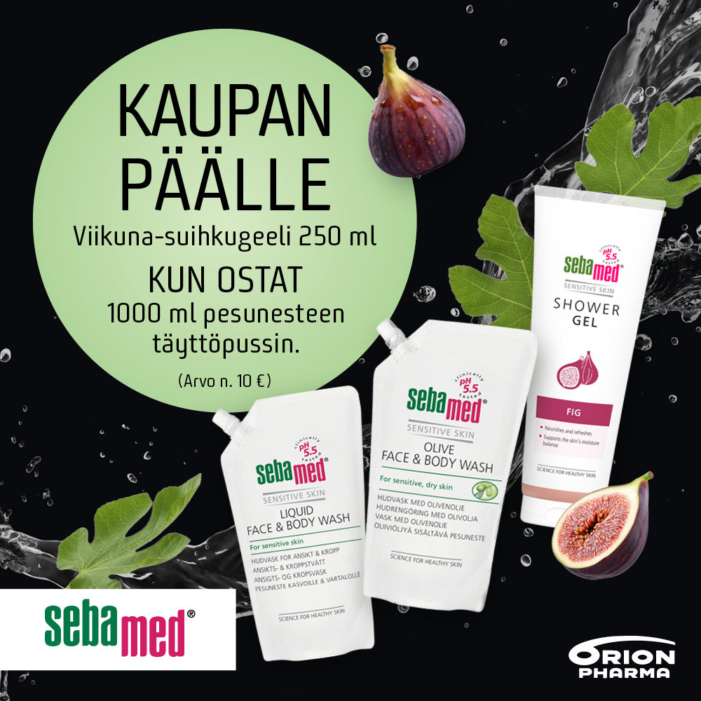 Sebamed 1000 ml täyttöpussin ostajalle suihkugeeli kaupan päälle!