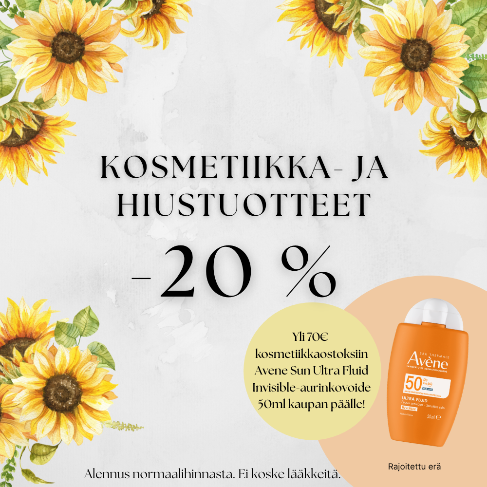 Kosmetiikka- ja hiustuotteita -20 % ja Lahja Kaupan päälle!