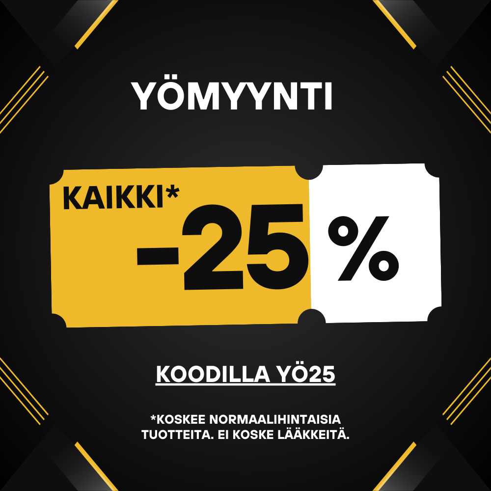 YÖMYYNTI! KAIKKI* -25 %! KAMPANJA VOIMASSA 28.8.2025 KLO 10.00 ASTI!