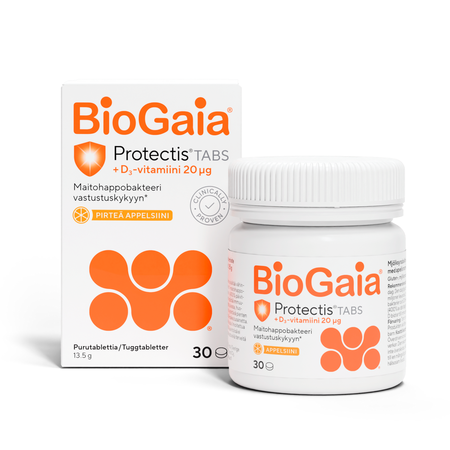 BioGaia Protectis Tabs +D3 appelsiini vastustuskykyyn 30 tabl