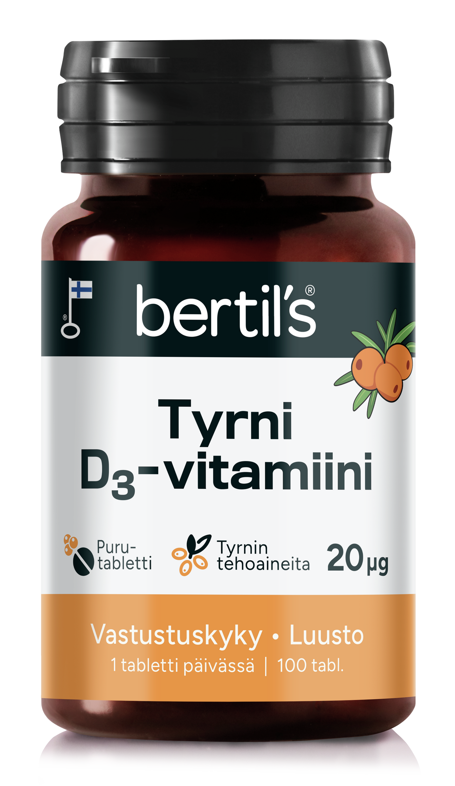 Bertil´s Tyrni-D3-vitamiinipurutabletti 20 μg 100 tabl