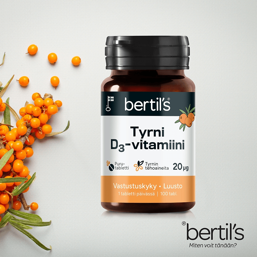 Bertil´s Tyrni-D3-vitamiinipurutabletti 20 μg 100 tabl