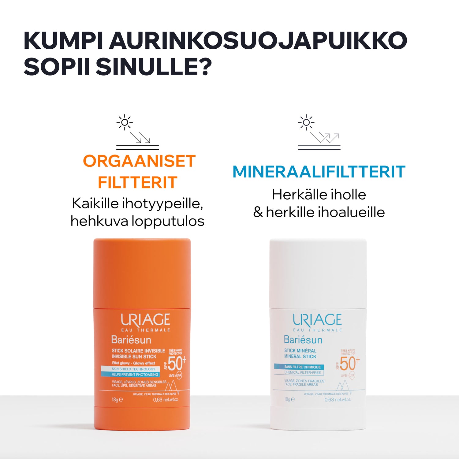 Uriage Bariesun SPF50+ Invisible Sun Stick aurinkosuojapuikko