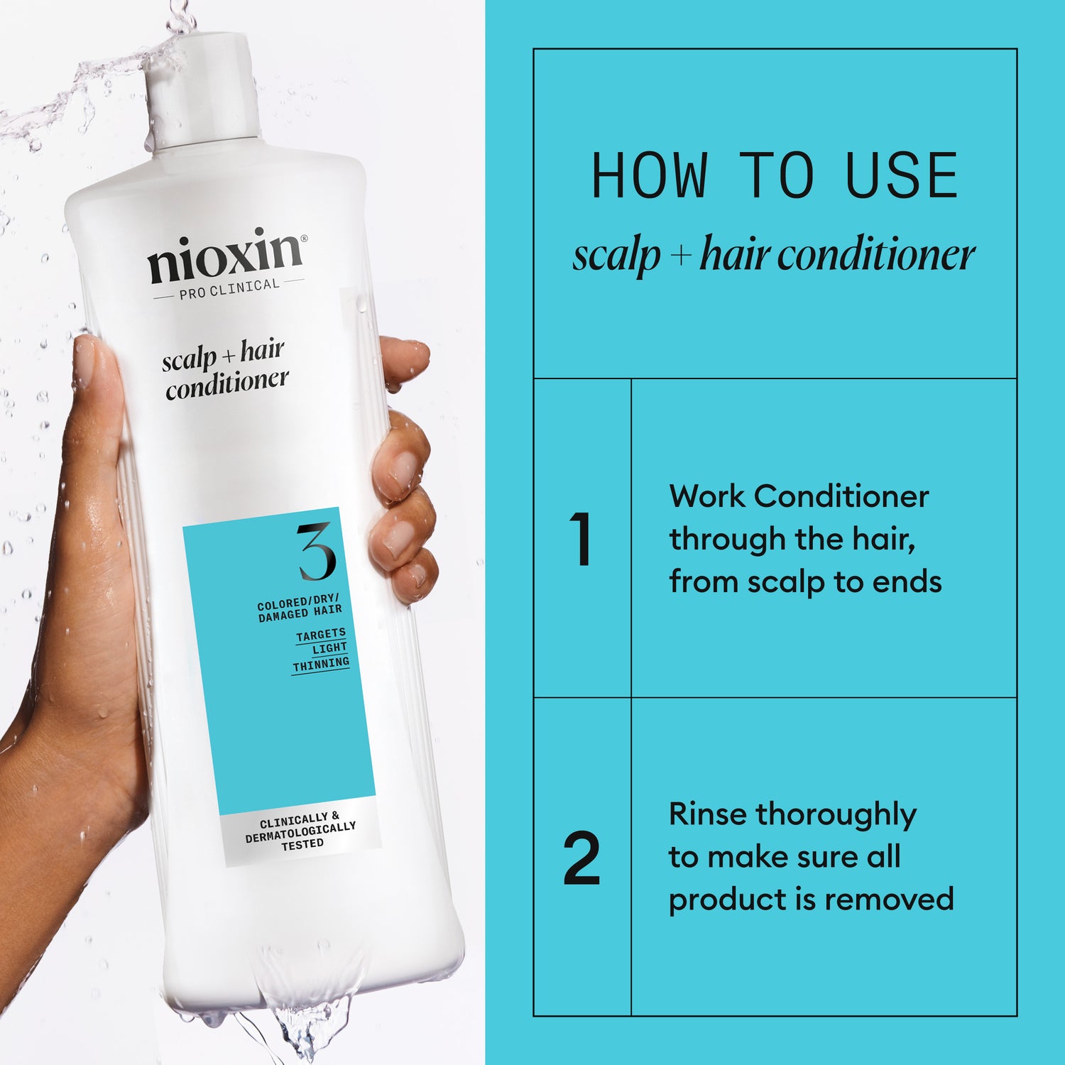Nioxin System 3 Conditioner for Colored Thinning Hair 1000 ml - Hoitoaine ohentuneille, värjätyille hiuksille
