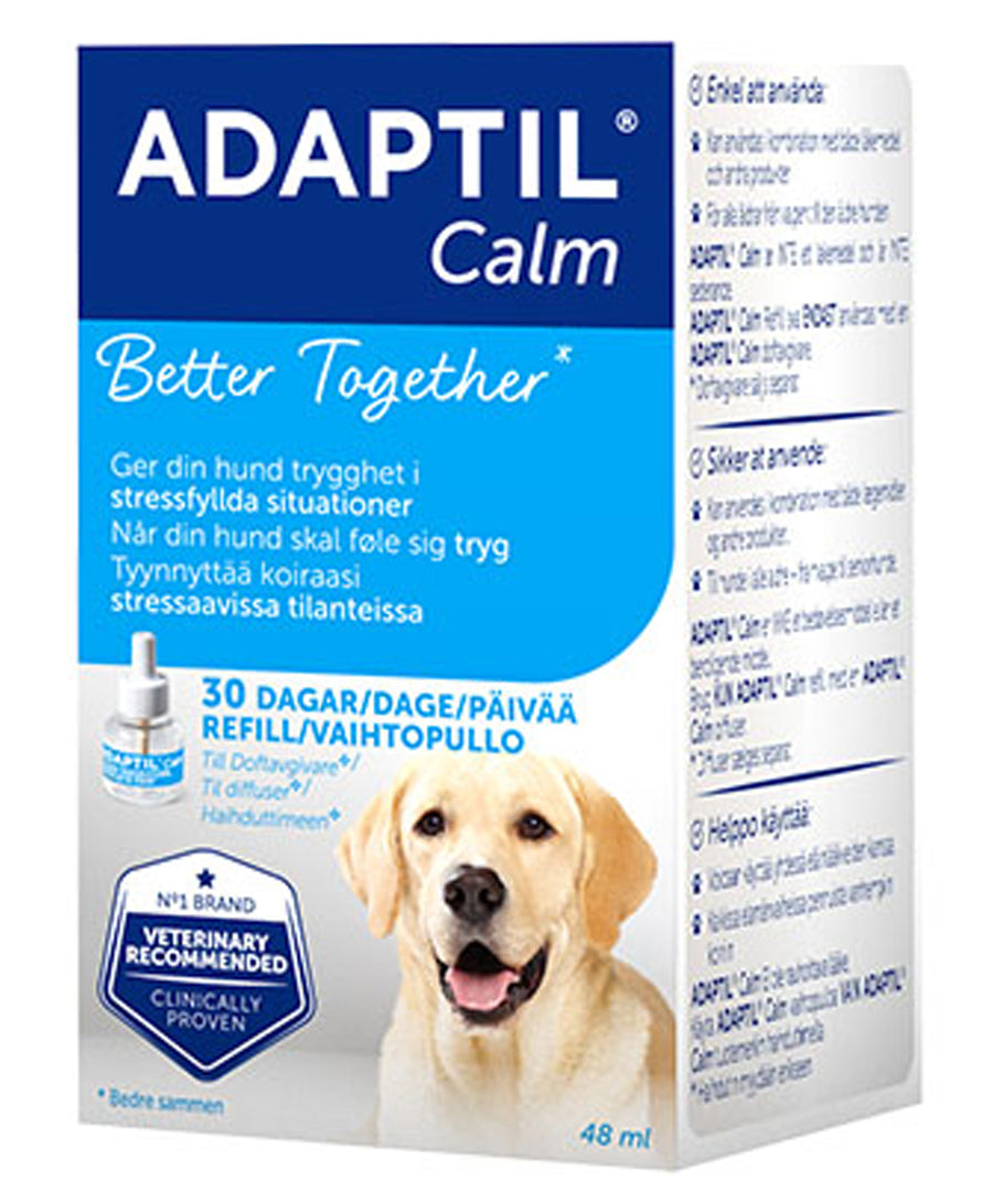 Adaptil Calm liuos vaihtopullo -Feromoniliuos koiran tyynnyttämiseen jännittävissä ja uusissa tilanteissa