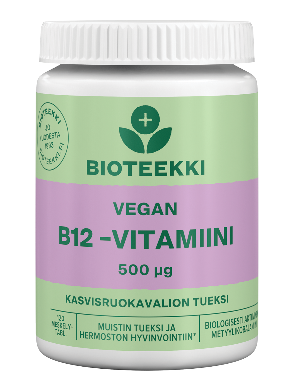Bioteekki Vegan B12-vitamiini 500 mikrog. tabletti 120 kpl