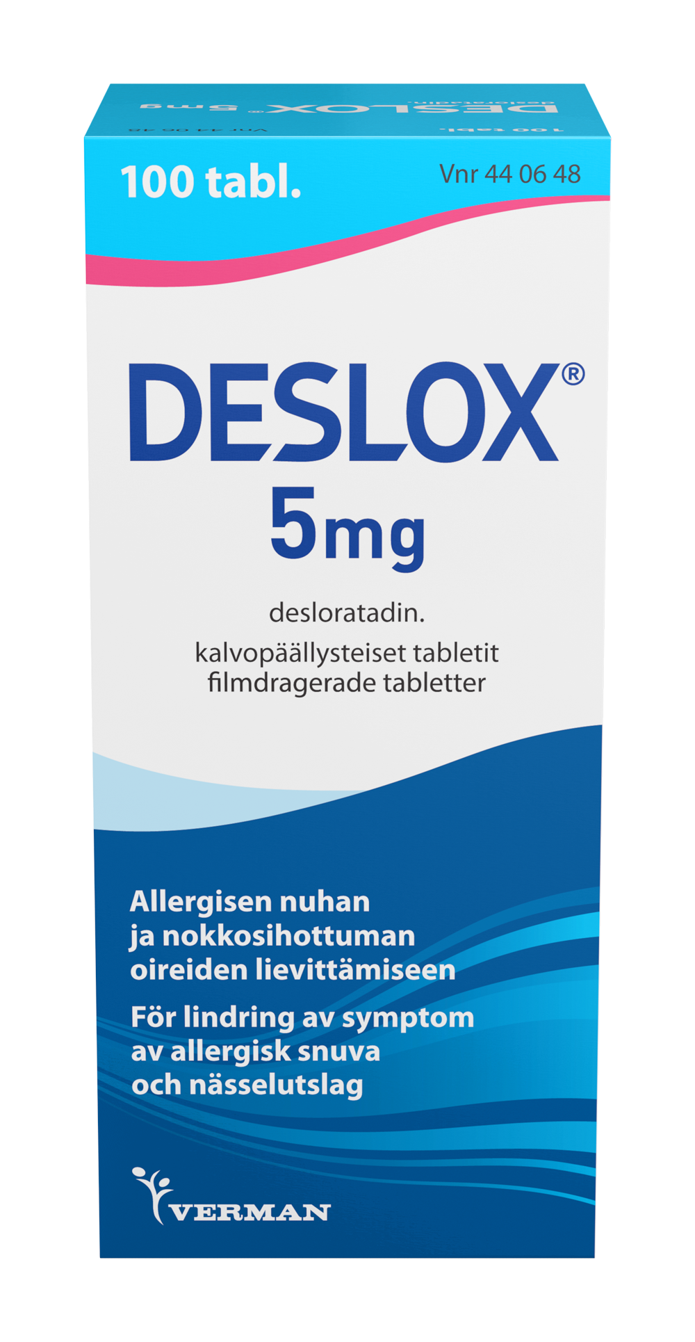 Deslox 5 mg allergialääke -Eri pakkauskokoja