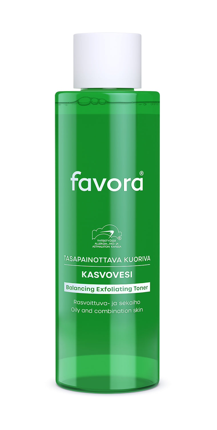 Favora Tasapainottava Kuoriva Kasvovesi rasvoittuvalle iholle 200 ml