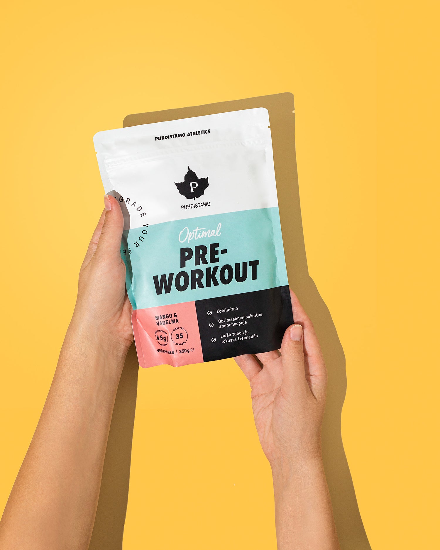 Puhdistamo Athletics Pre-Workout Kofeiiniton Mango-vadelma 350g