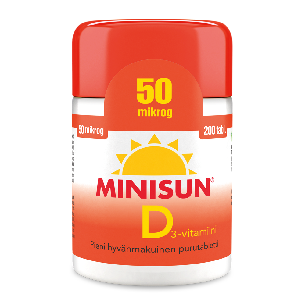 MINISUN D-VITAMIINI 50 MIKROG 200 PURUTABL
