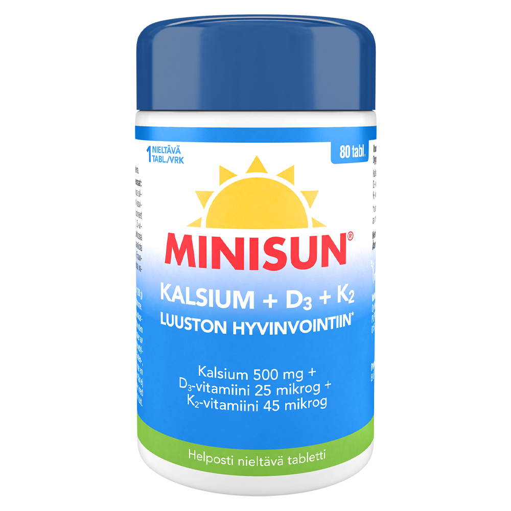 MINISUN KALSIUM+D 25 MIKROG+K2 45 MIKROG 80 tabl