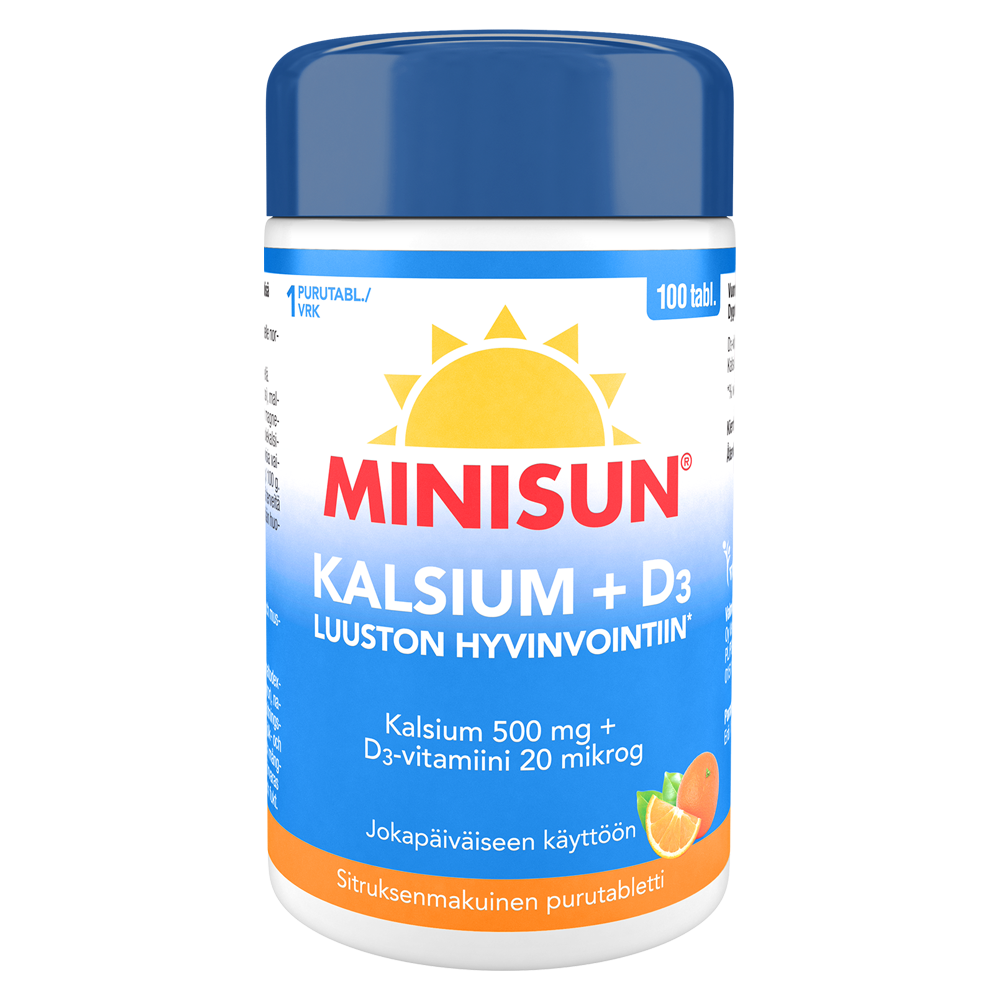 MINISUN KALSIUM + D 20 MIKROG SITRUKSINEN 100 tabl