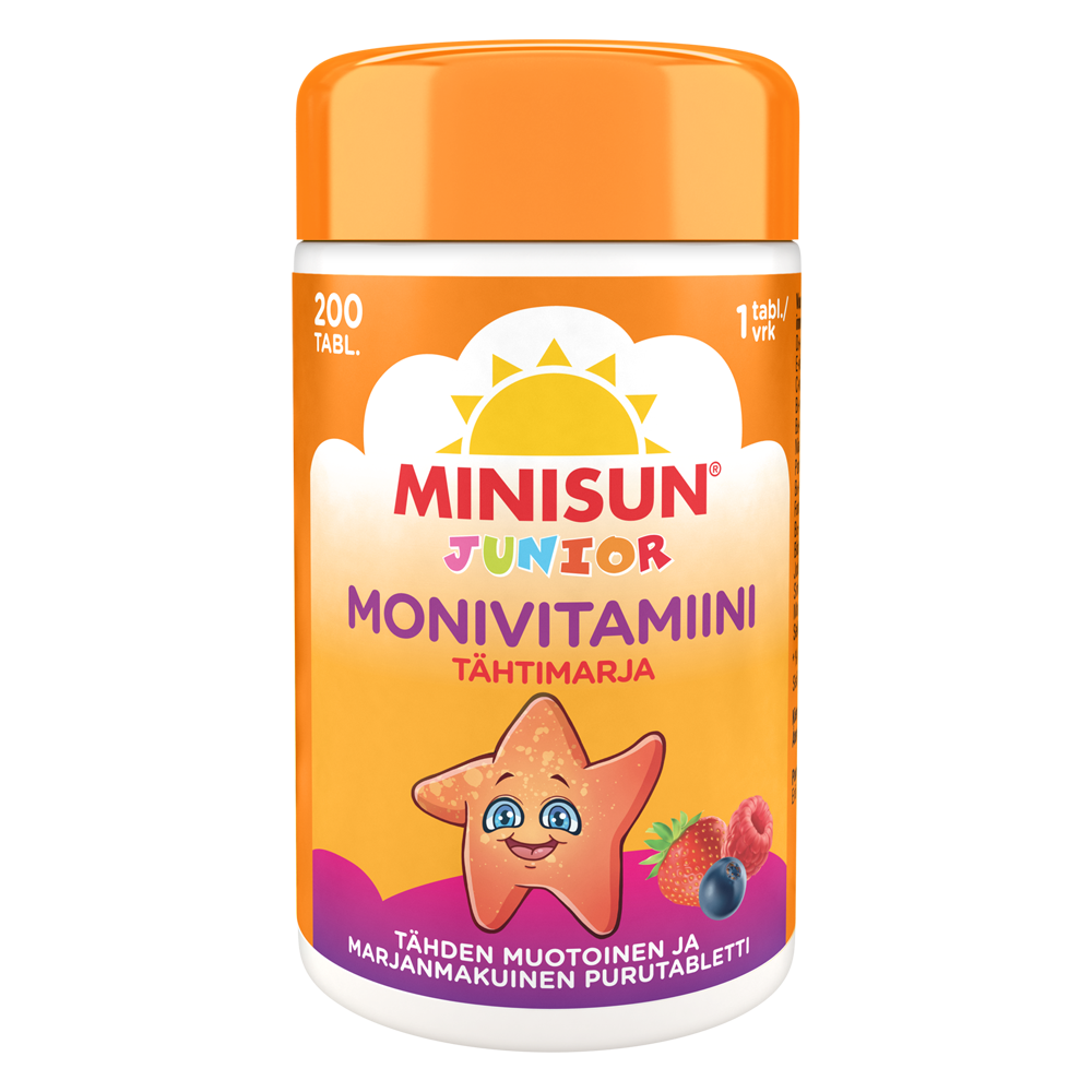 MINISUN MULTIVITAMIN JUNIOR TÄHTIMARJA 200 tabl