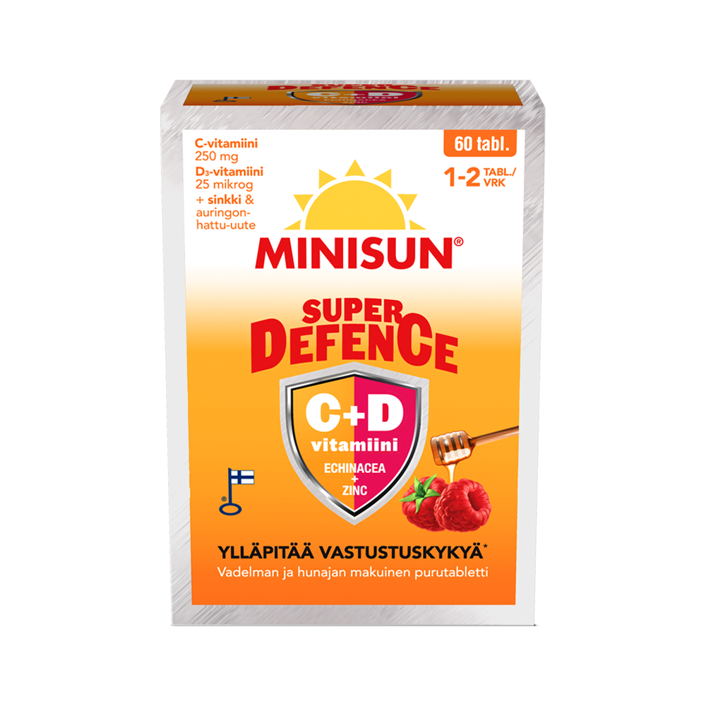 MINISUN SUPER DEFENCE VADELMA-HUNAJA 60 tabl