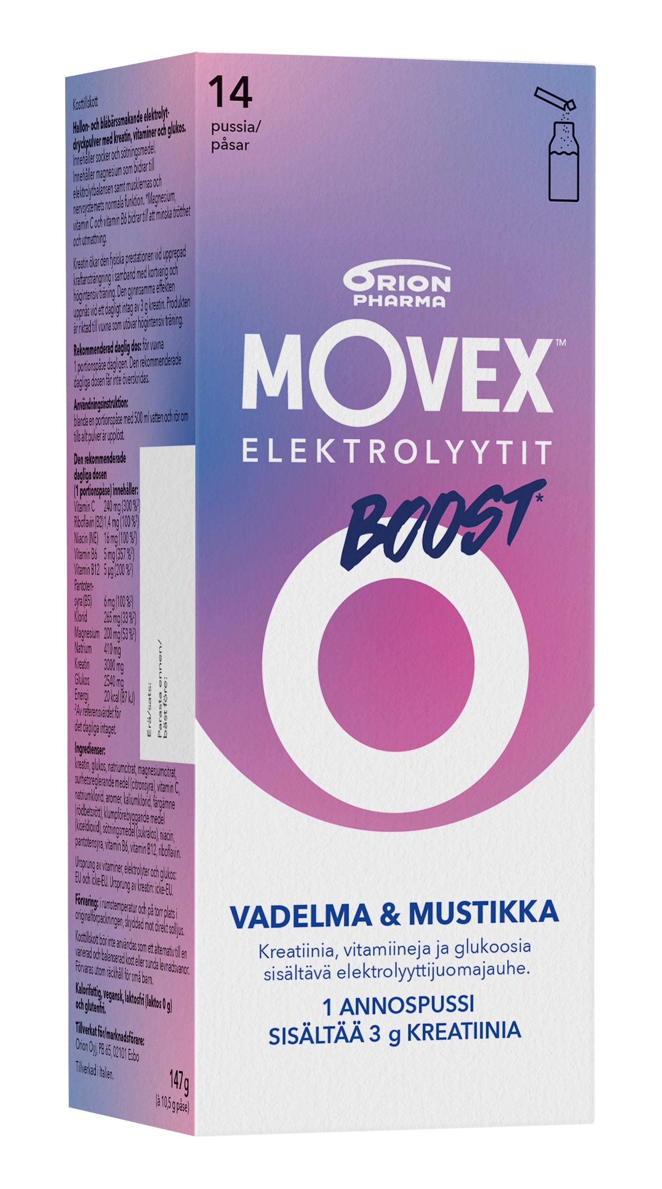 Movex Elektrolyyttijuoma Boost Sachet 14 x 10,5 g