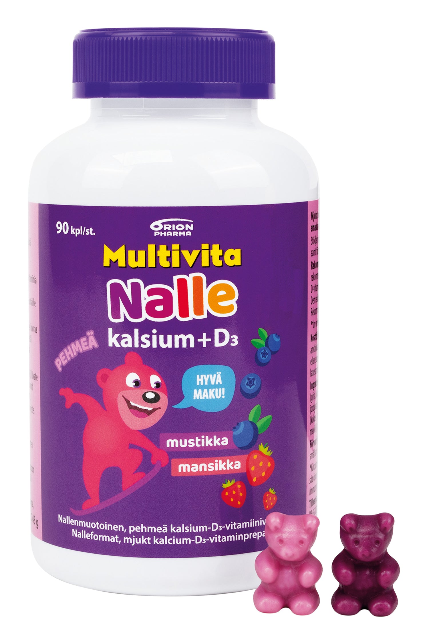 Multivita Nalle Kalsium+D3 - 90 tbl