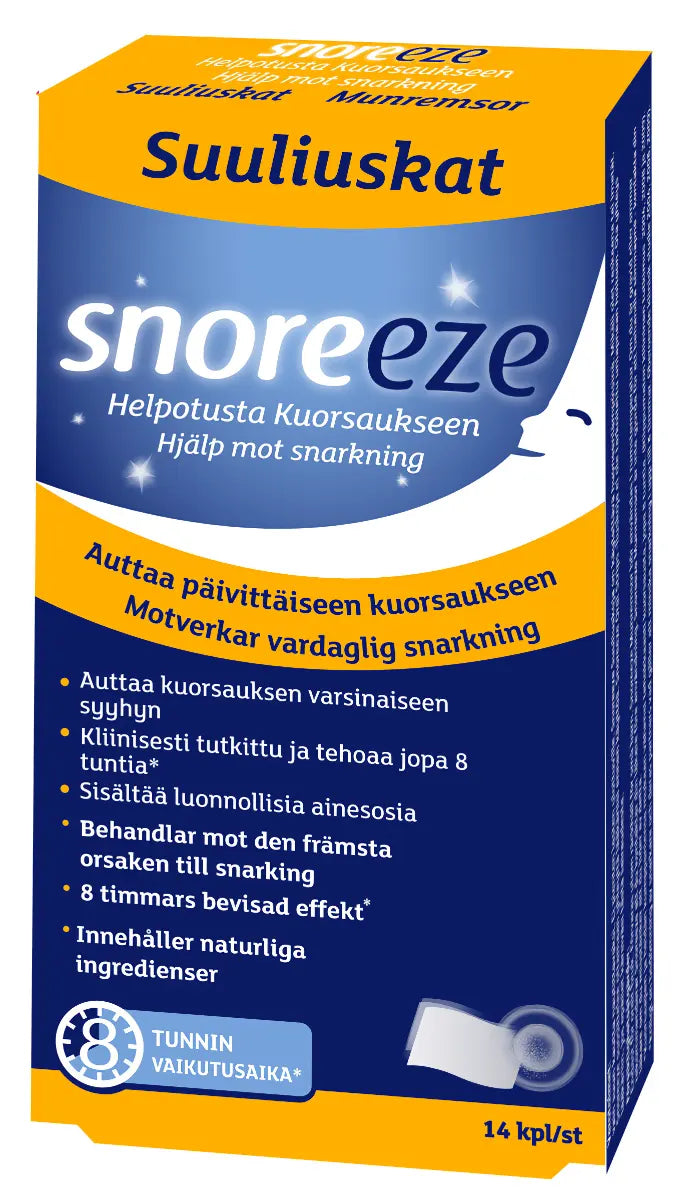 Snoreeze Oral Strips -suussa sulavat liuskat kuorsaukseen