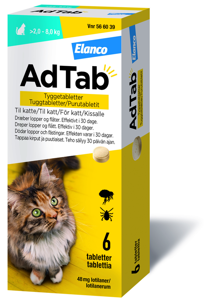 AdTab 48 mg purutabletit kissalle 2-8kg 6 tabl