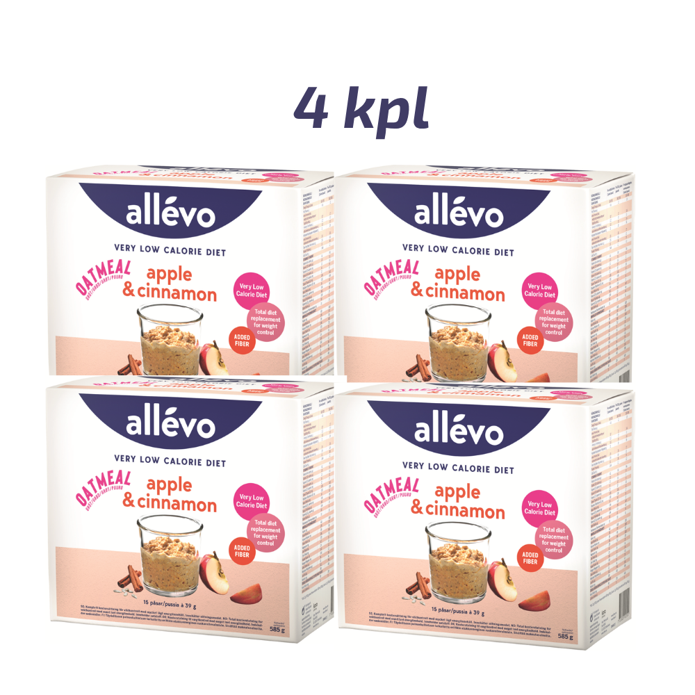 Allevo VLCD Puuro Omena&Kaneli säästöpakkaus 4 x 15 pss