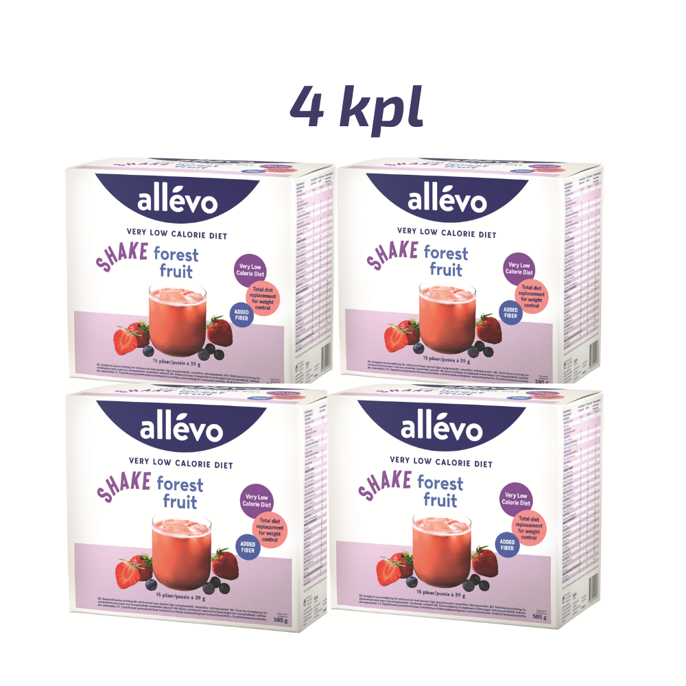 Allevo VLCD Shake Metsämarja säästöpakkaus 4 x 15 pss