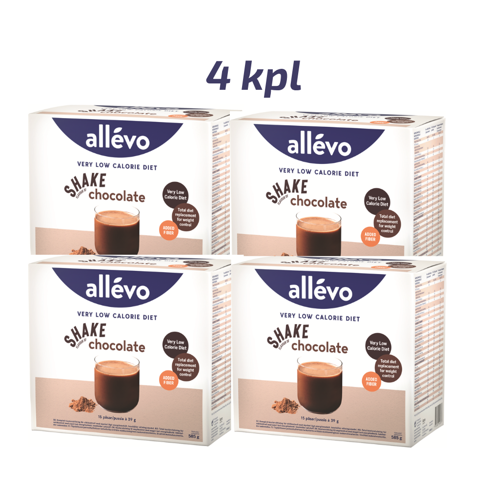 Allevo VLCD Shake Suklaa säästöpakkaus 4 x 15 pss