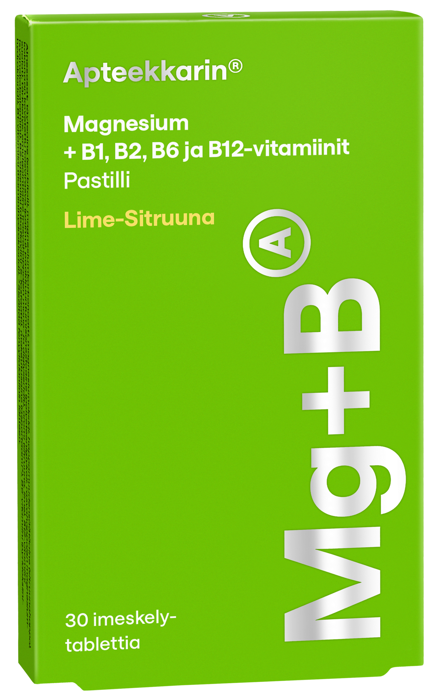 Apteekkarin Magnesium+ B pastilli lime-sitruuna 30 kpl