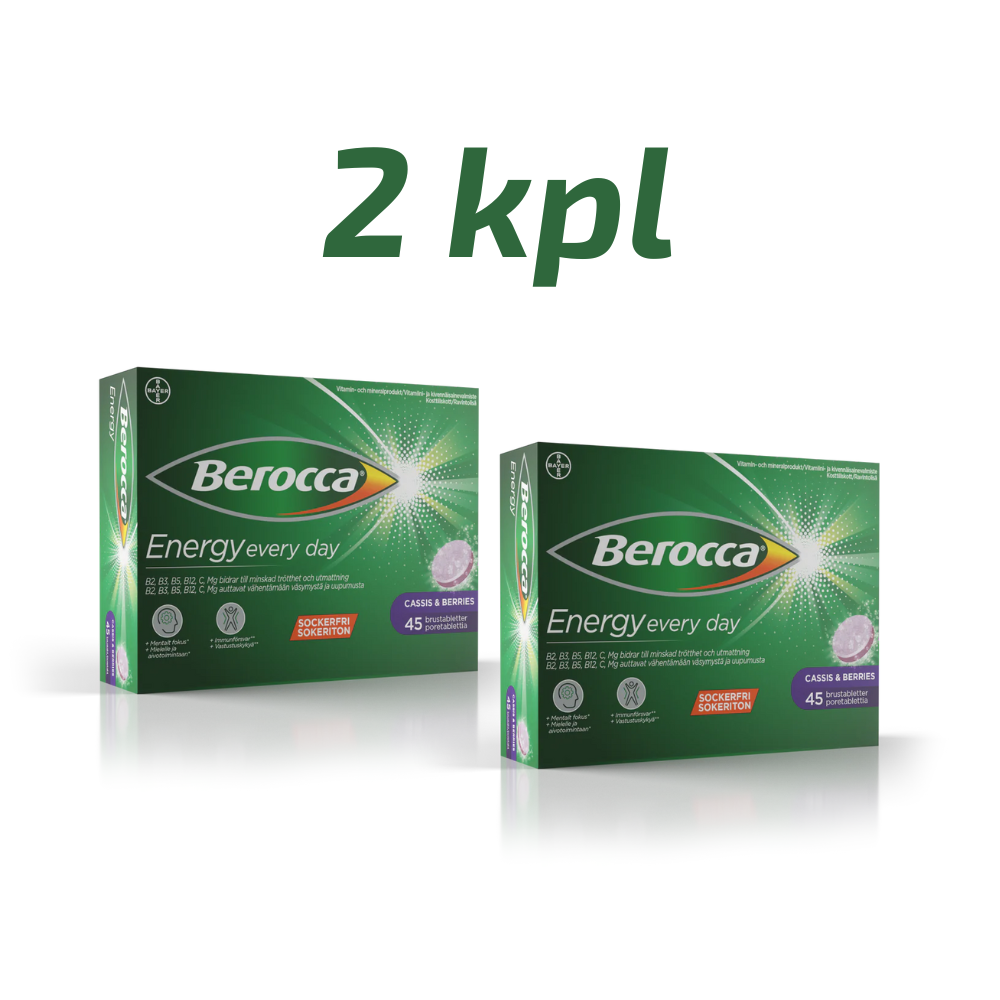 Berocca Energy Cassis & Berries poretabletti 2 x 45 tbl.