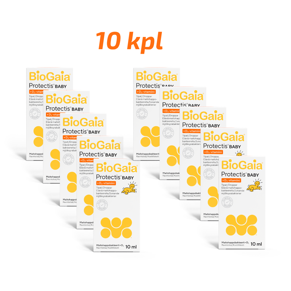 BioGaia Protectis BABY+D3 säästöpakkaus 10 x 10 ml maitohappobakteeri vauvalle