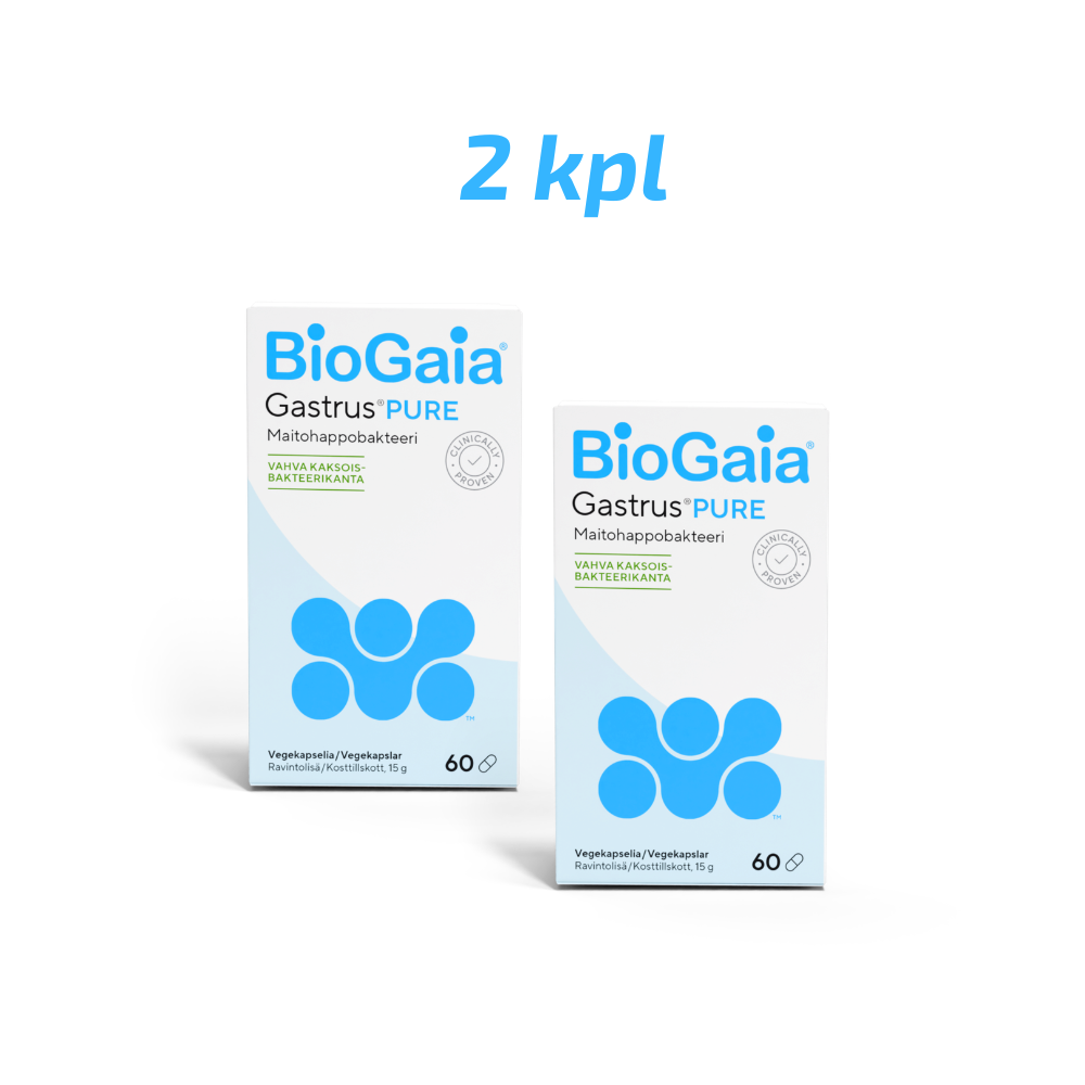 BioGaia Gastrus PURE säästöpakkaus 2 x 60 kaps