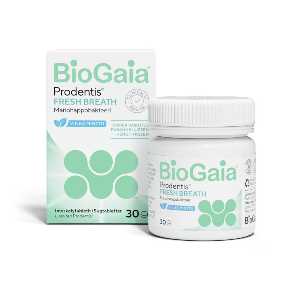 BioGaia Prodentis Fresh Breath maitohappobakteeri pahanhajuista hengitystä vastaan 30 tabl