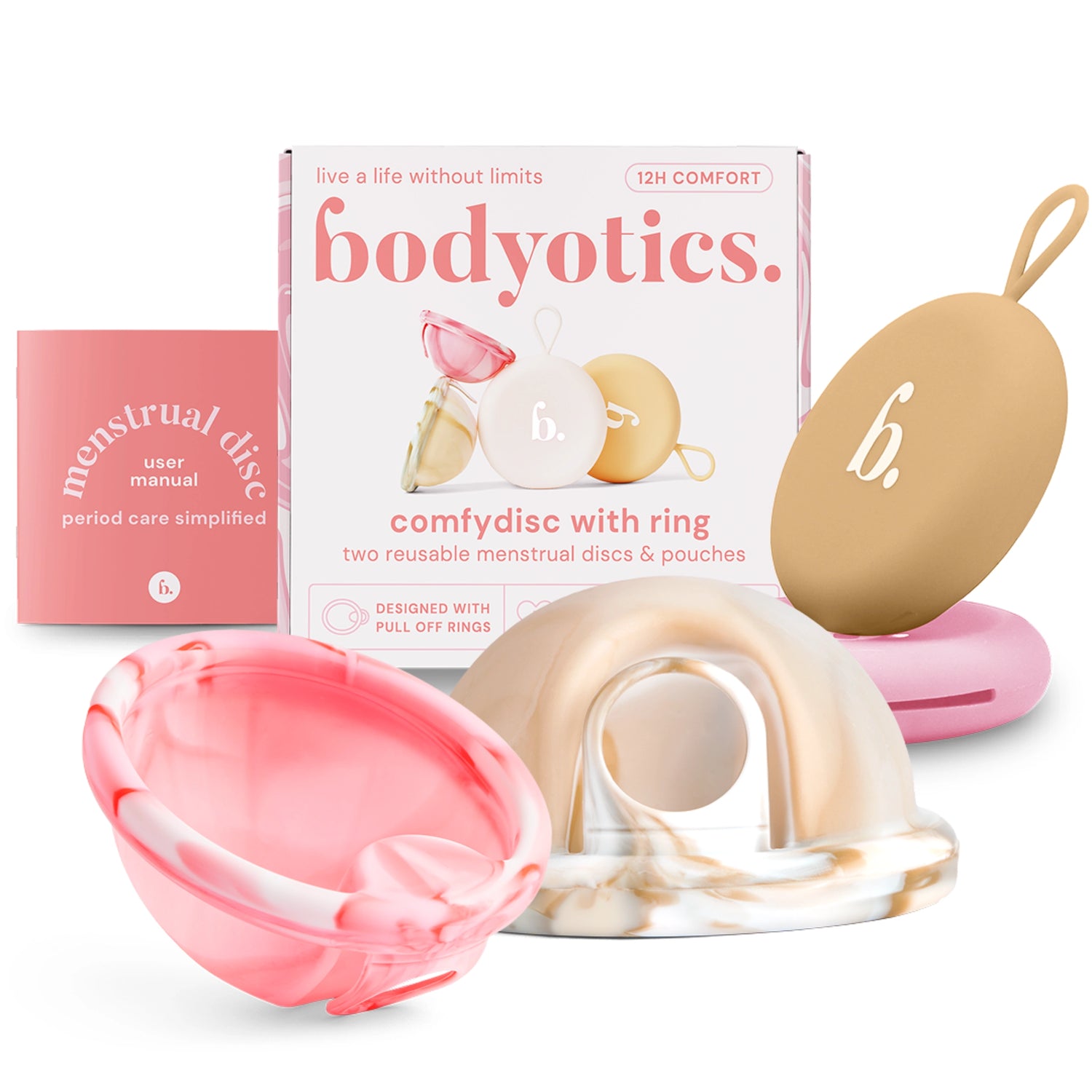 Bodyotics Comfydisc Kuukautislevyt renkaalla S & L - Beige