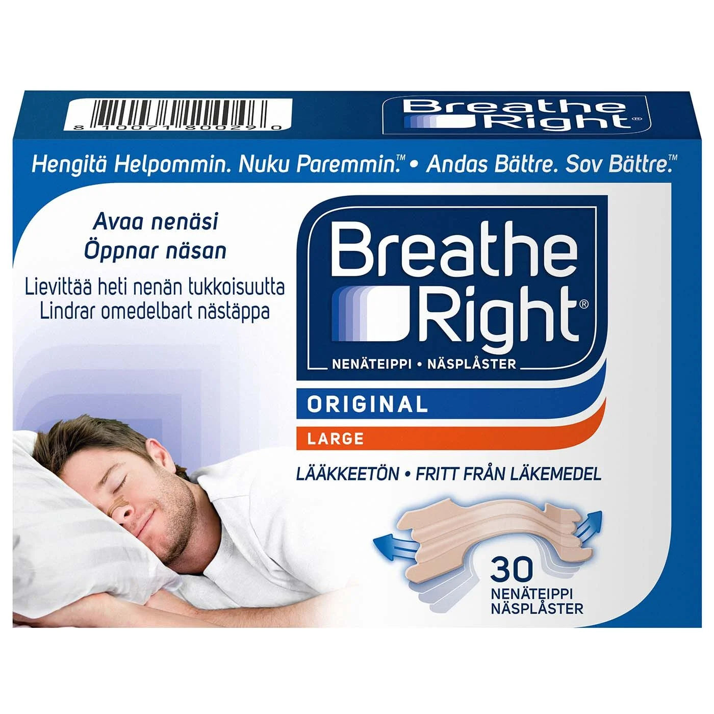 Breathe Right nenäteippi Large Tan 30kpl