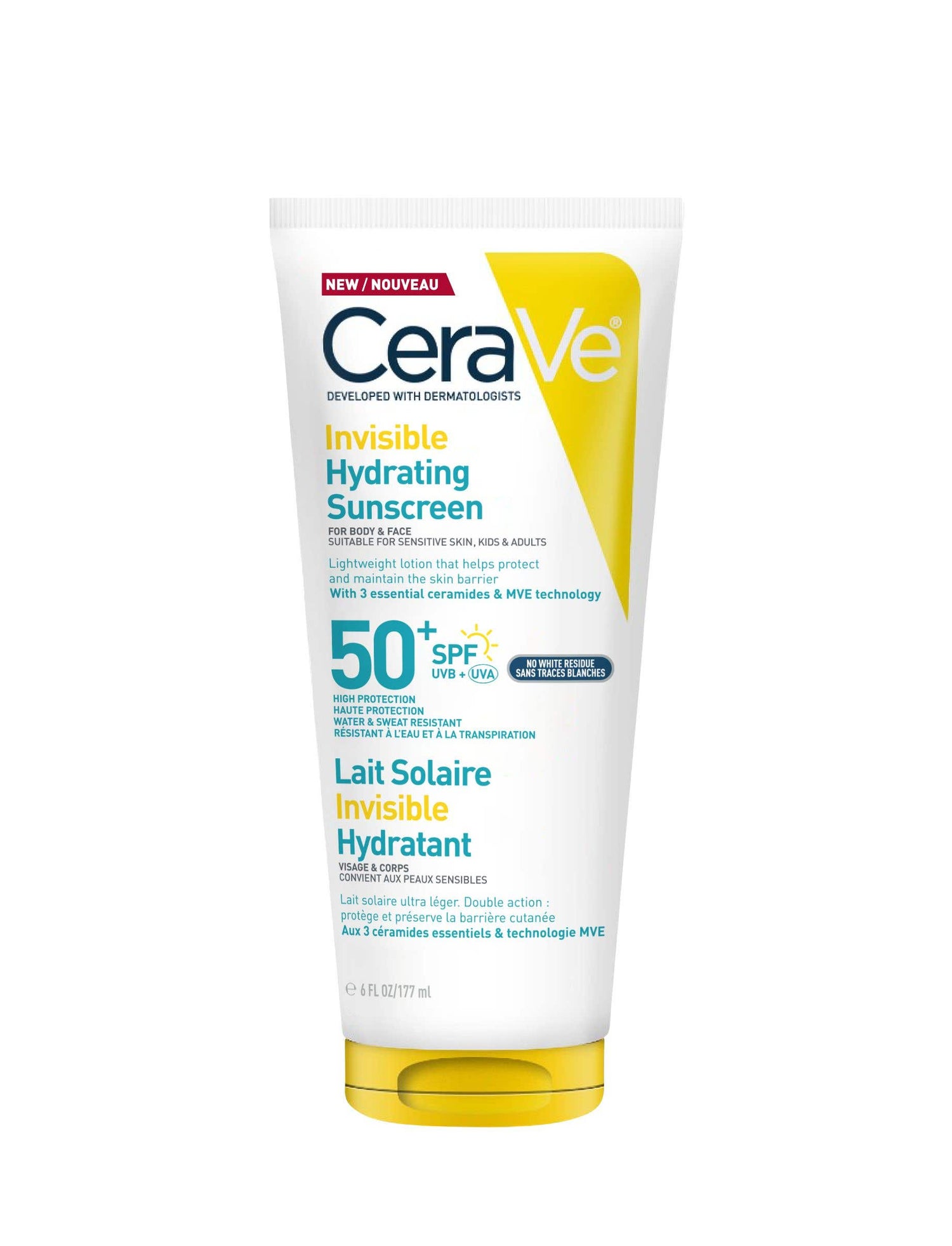 CeraVe Invisible Hydrating Sunscreen SPF50+ aurinkosuojavoide vartalolle ja kasvoille 177ml