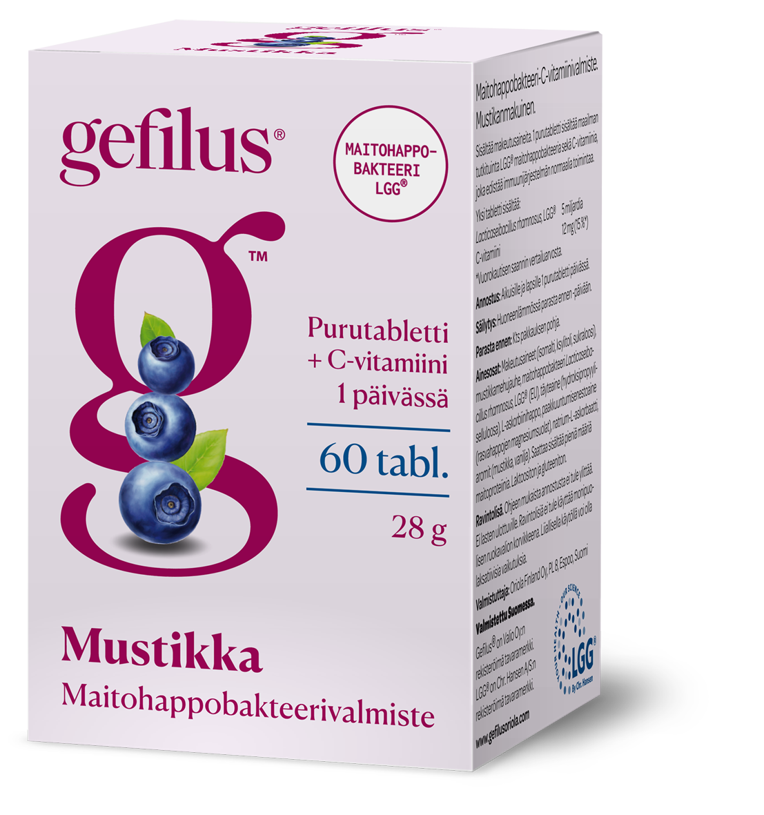 Gefilus Mustikka purutabletti -eri kokoja
