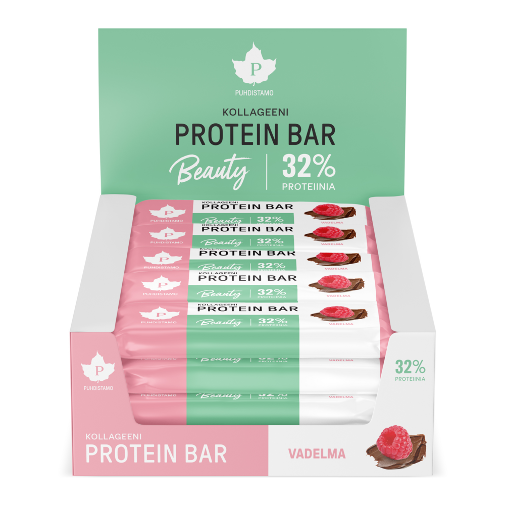Puhdistamo Kollageeni Beauty proteiinipatukka, Vadelma 30 g 24 kpl