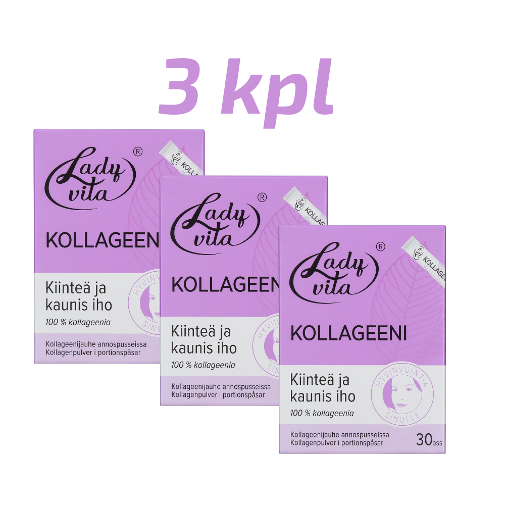Ladyvita Kollageenijauhe säästöpakkaus 3 x 30 pss