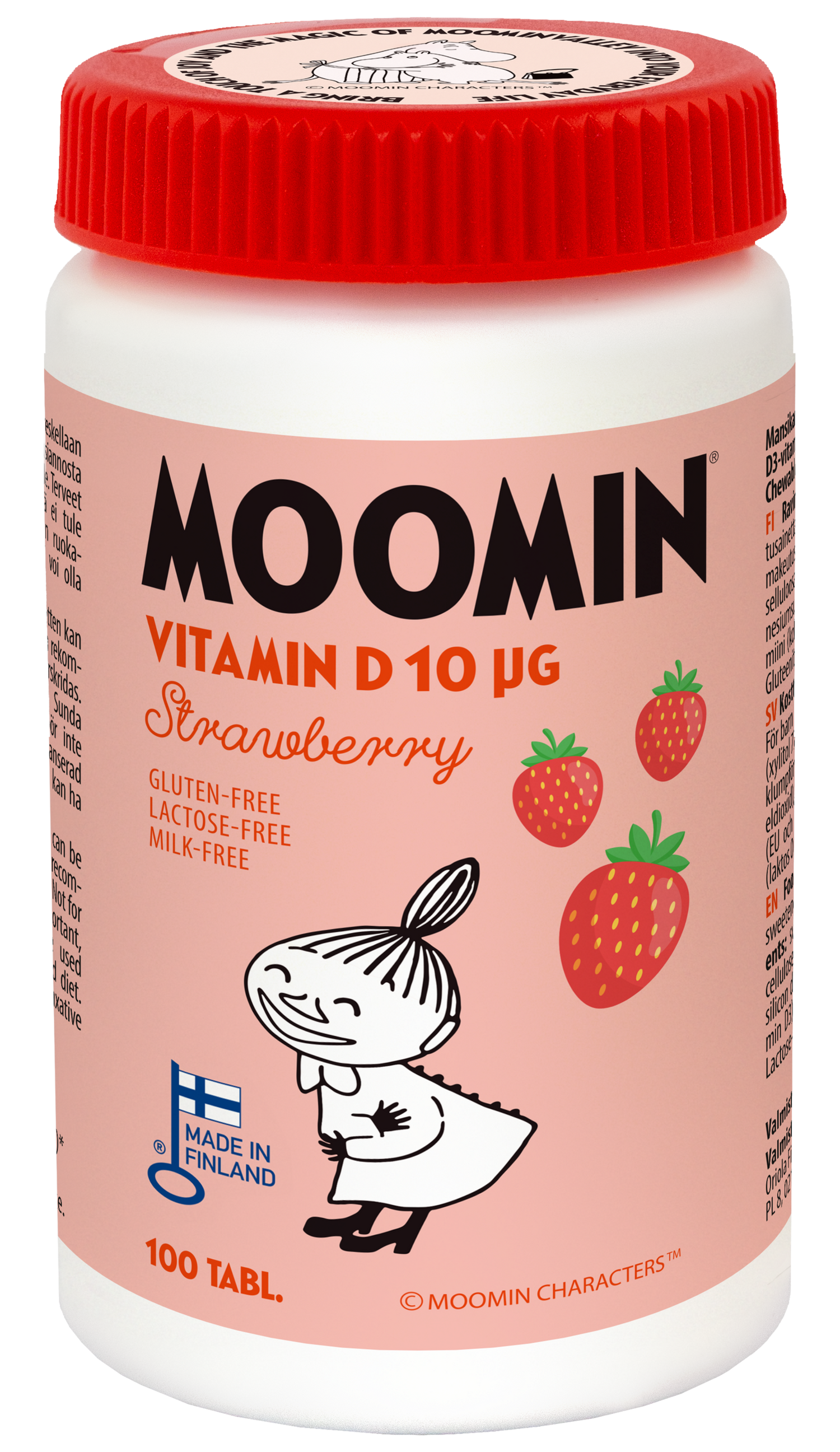 Moomin® D-vitamiini 10µg Mansikka purutabletti 100 kpl