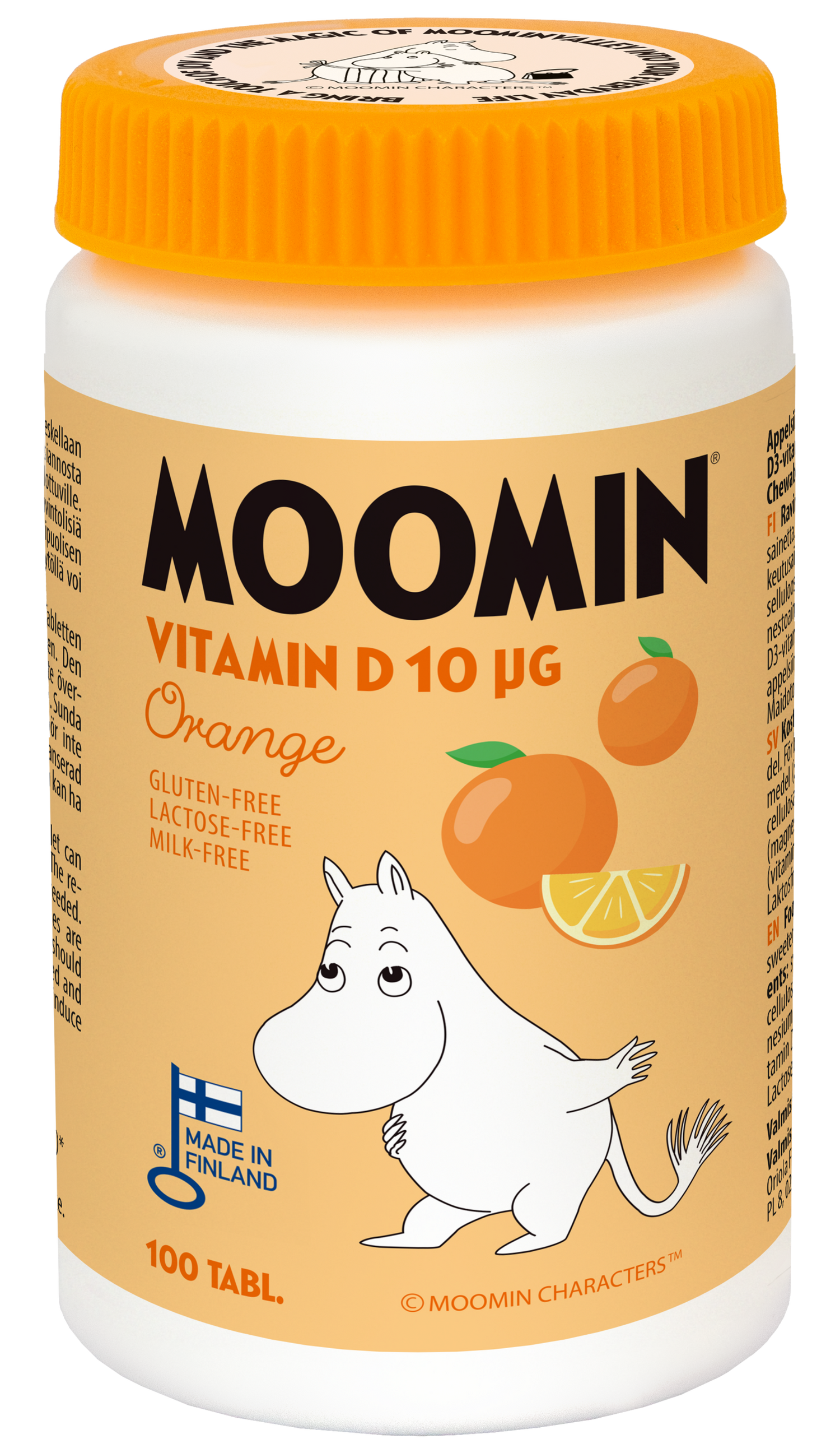 Moomin® D-vitamiini 10µg Appelsiini purutabletti 100 kpl