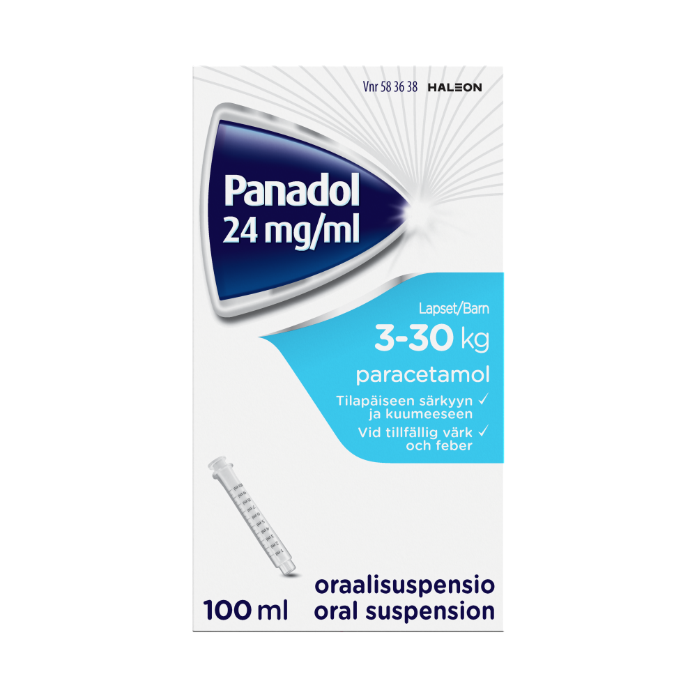 Panadol 24 mg/ml -oraaliliuos eri kokoja
