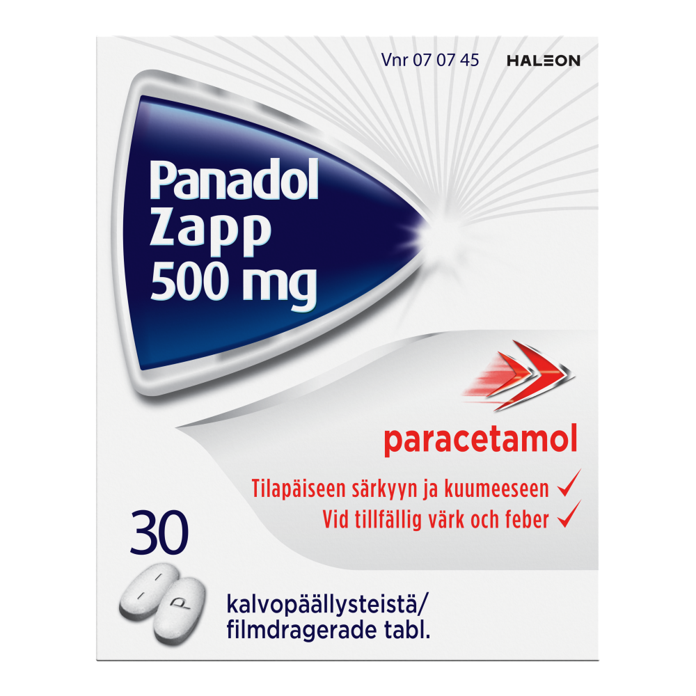 Panadol Zapp 500 mg -tabletit eri kokoja