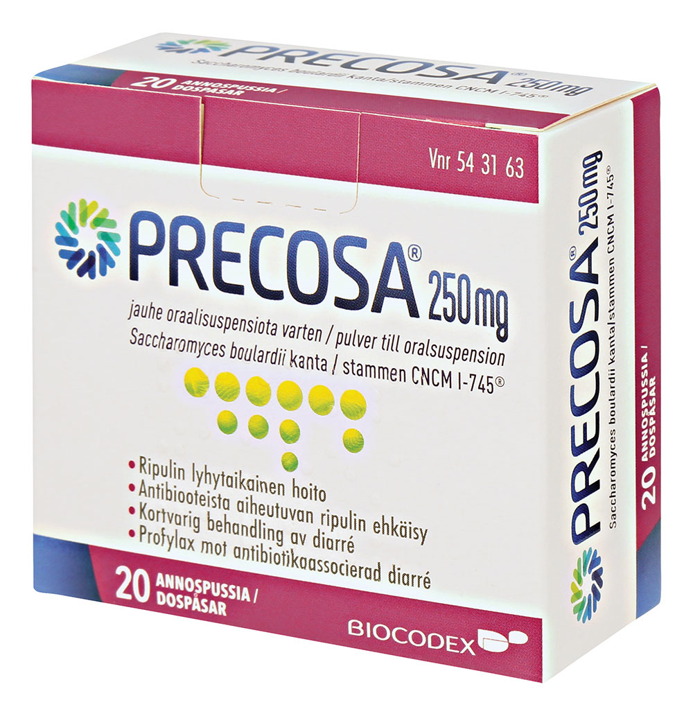 PRECOSA 250 mg jauhe liuosta varten annospussi, eri pakkauskokoja