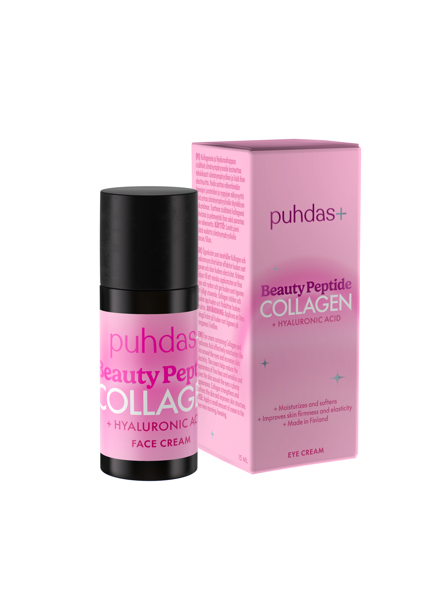 Puhdas+ Collagen & Hyaluronic Acid Beauty Peptide Eye Cream kosteuttava silmänympärysvoide 15 ml