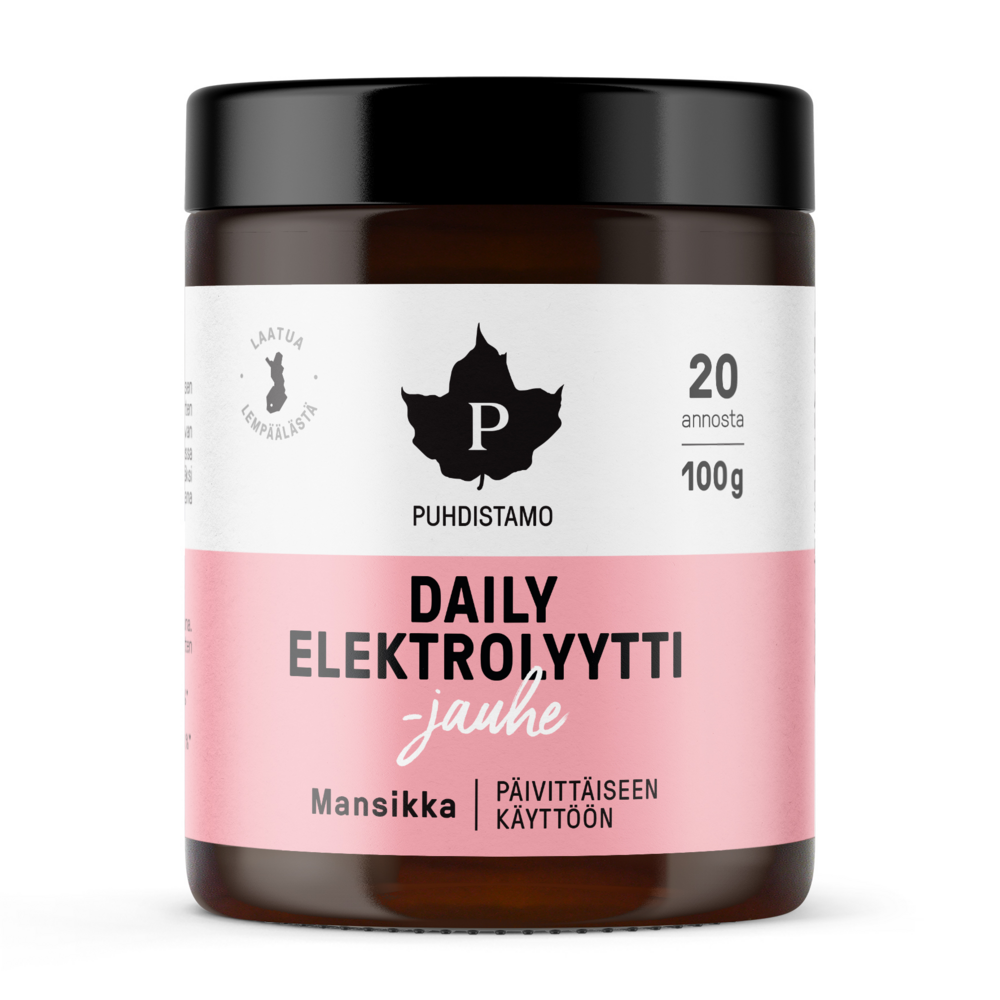 Puhdistamo Daily Elektrolyyttijauhe, Mansikka 100 g
