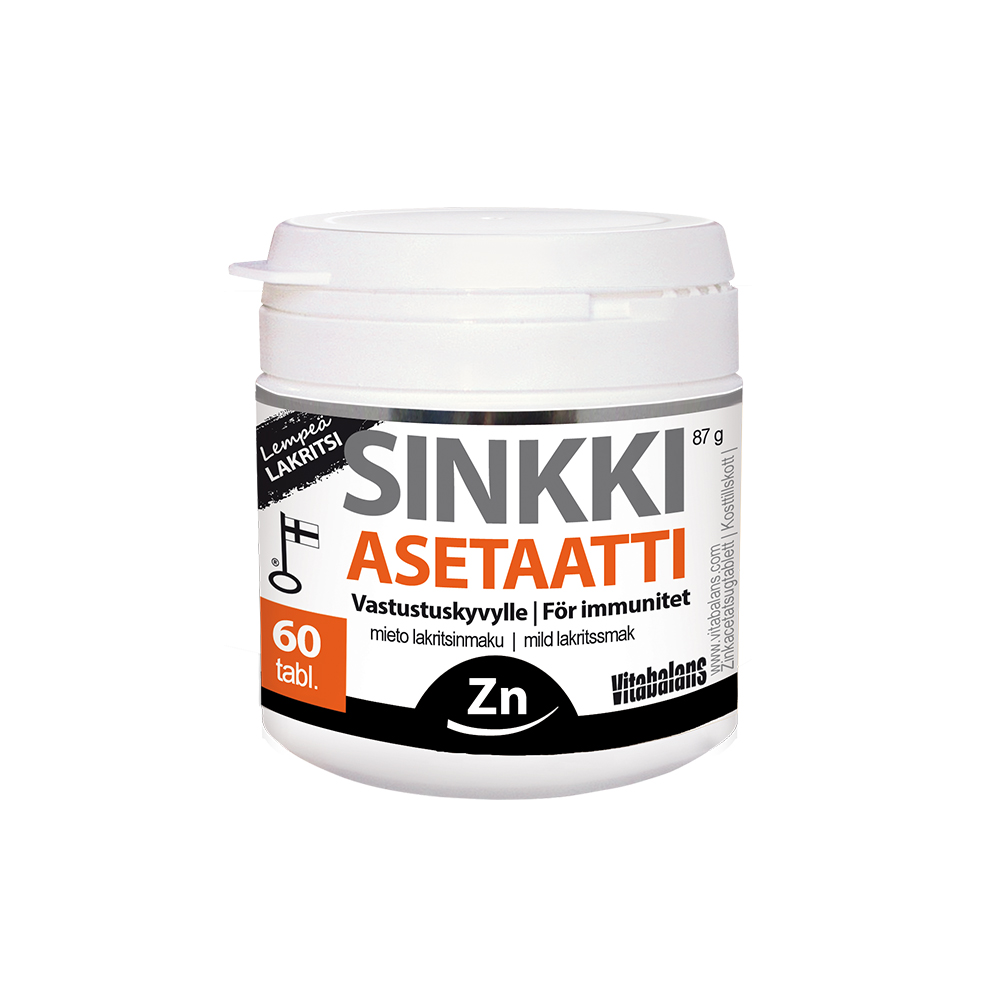 Sinkki Asetaatti lakritsi 60 tabl.