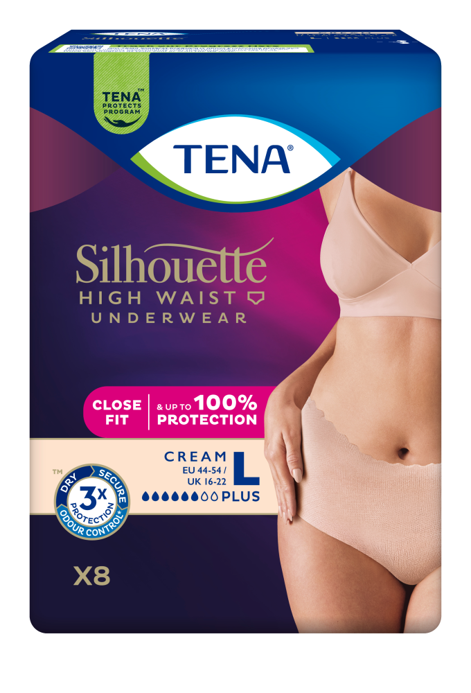 TENA Silhouette Plus L Cream High Waist 8 kpl