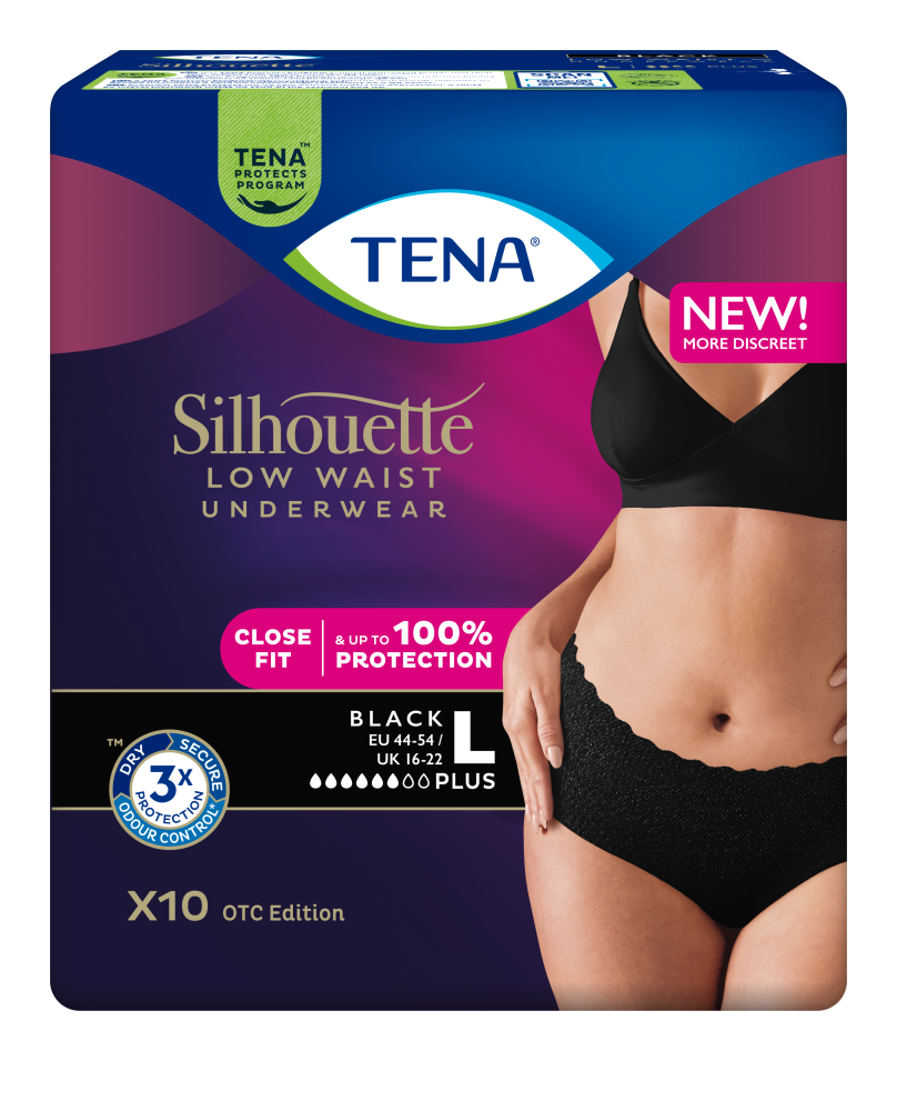 TENA Silhouette Plus L Black Low Waist 10 kpl