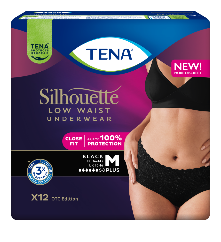 TENA Silhouette Plus M Black Low Waist 12 kpl