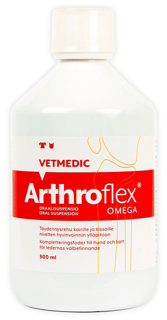 Arthroflex Omega oraalisuspensio -täydennysrehu koirille ja kissoille -Eri kokoja