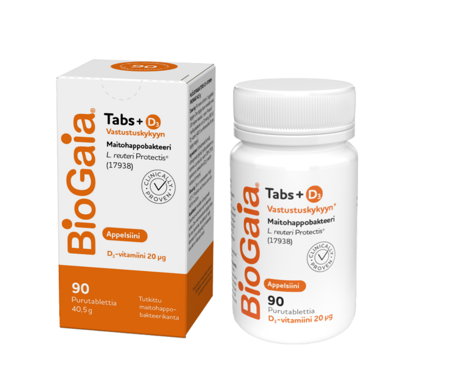 BioGaia Tabs +D3 appelsiini vastustuskykyyn -Eri kokoja