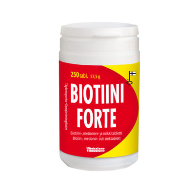 Biotiini Forte vet ihon ja turkin hyvinvointiin koirille ja kissoille -Eri pakkauskokoja